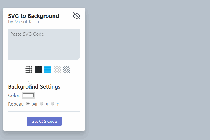 Svg to css background built with vue.js