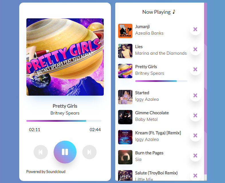 Basic public music player with a colaborative playlist