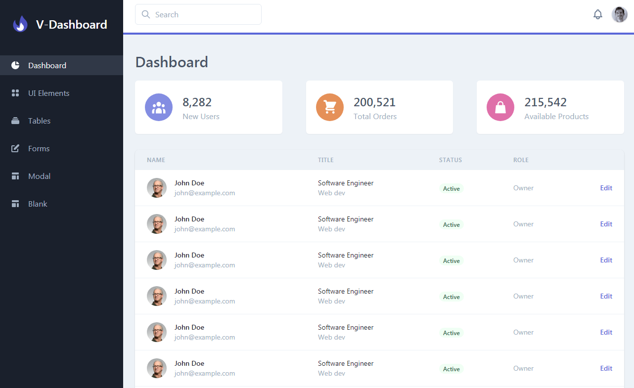 simple css dashboard