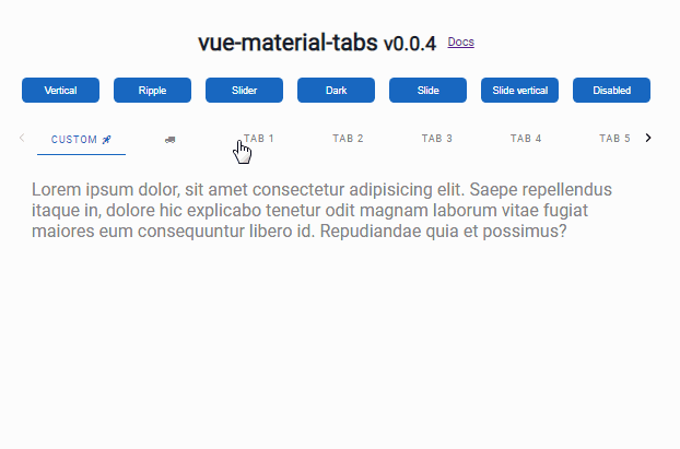 Vue.js tabs component based in material design
