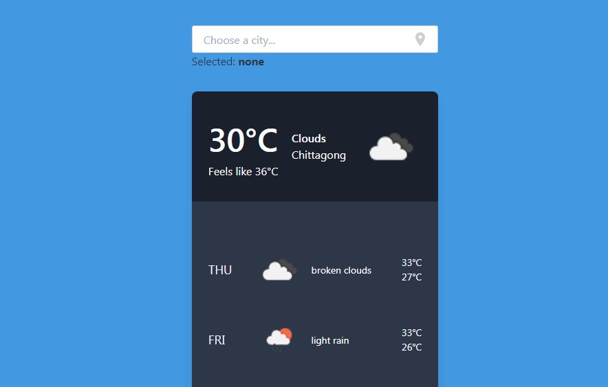 A Simple weather app using VueJs and Tailwind CSS