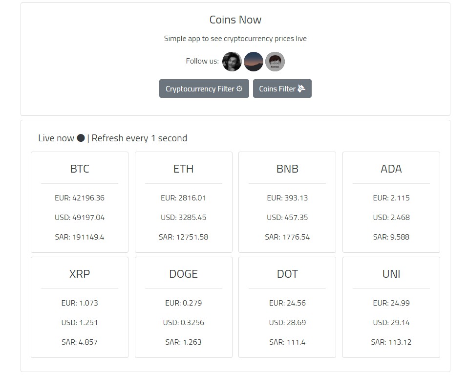 live crypto prices api