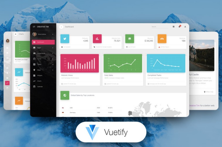 A Beautiful Material Dashboard Template Built With Vuejs
