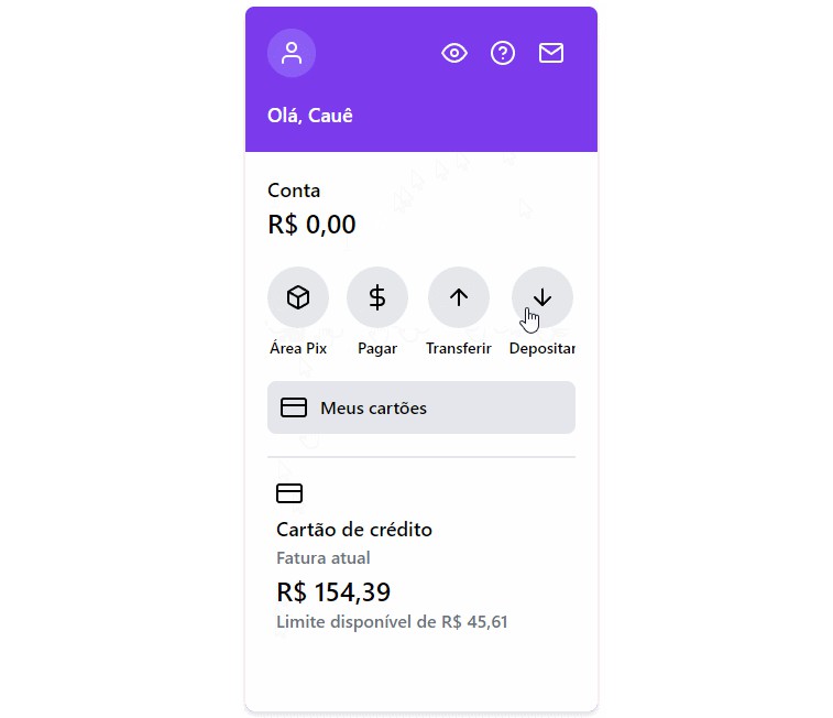 Mobile interface clone of the Nubank banking application using Vue and ...