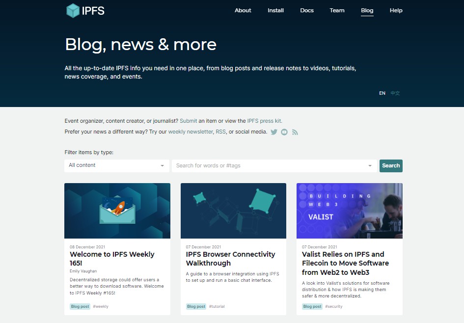 IPFS Blog & News website Built With Vue.js