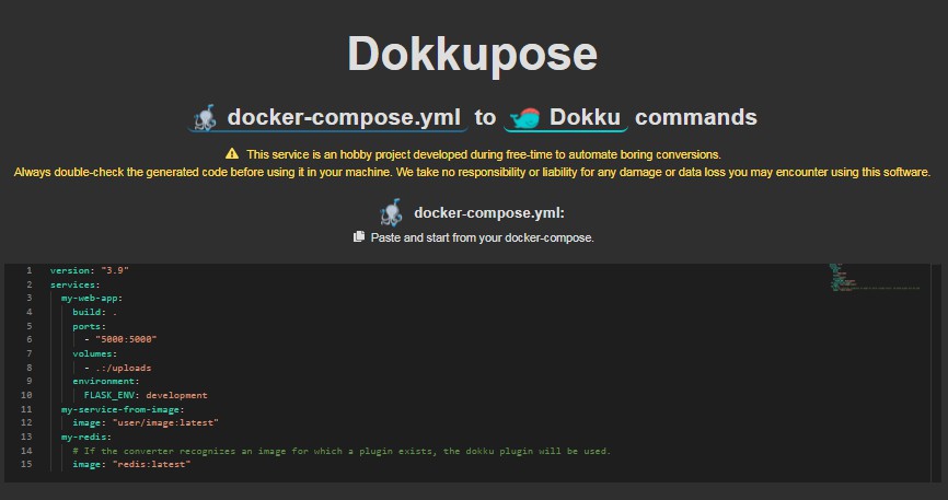 simple-docker-compose-yml-to-dokku-commands-web-utility-written-with