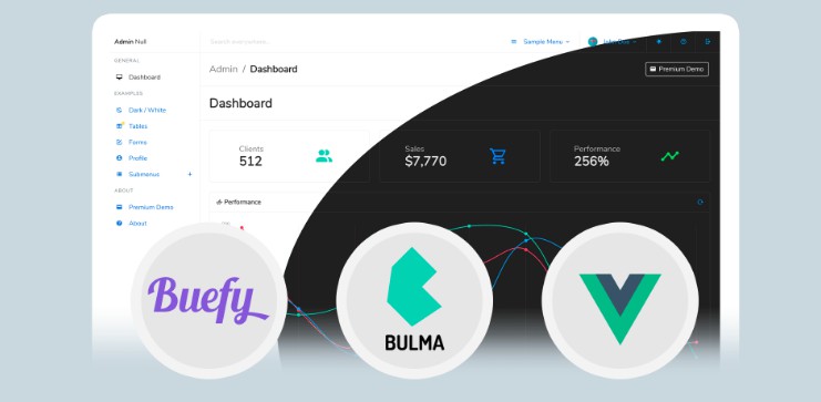 Admin Null — free Vue Bulma dashboard with dark mode (archived)