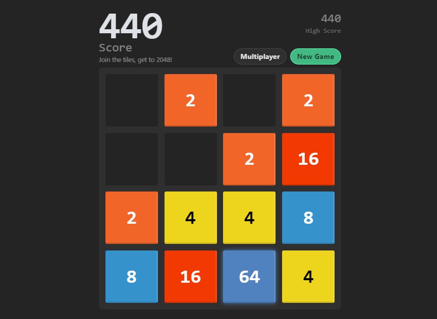 A 2048 Game Clone written in Vue with Multiplayer support