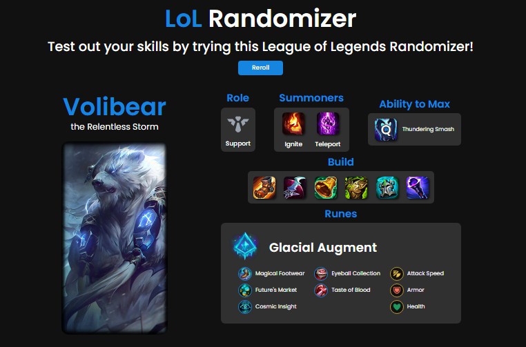 League Champion Randomizer ― Perchance Generator