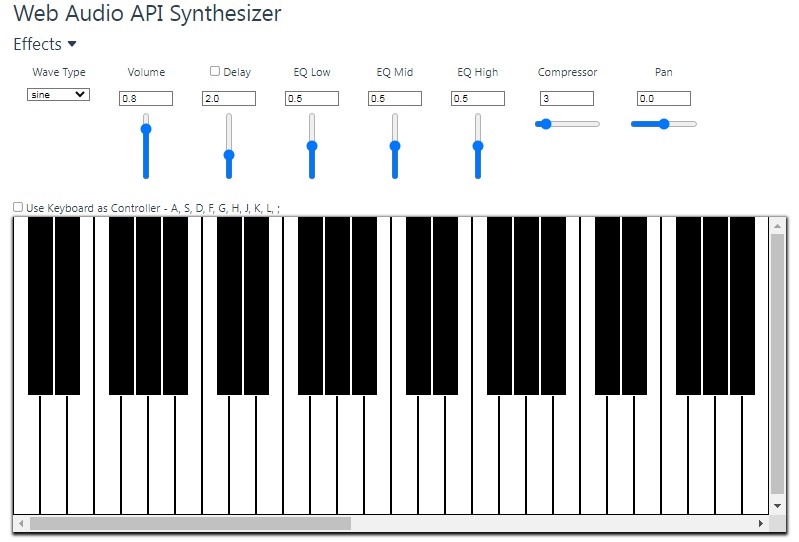 A simple keyboard synthesizer built with VueJS and the Web Audio API