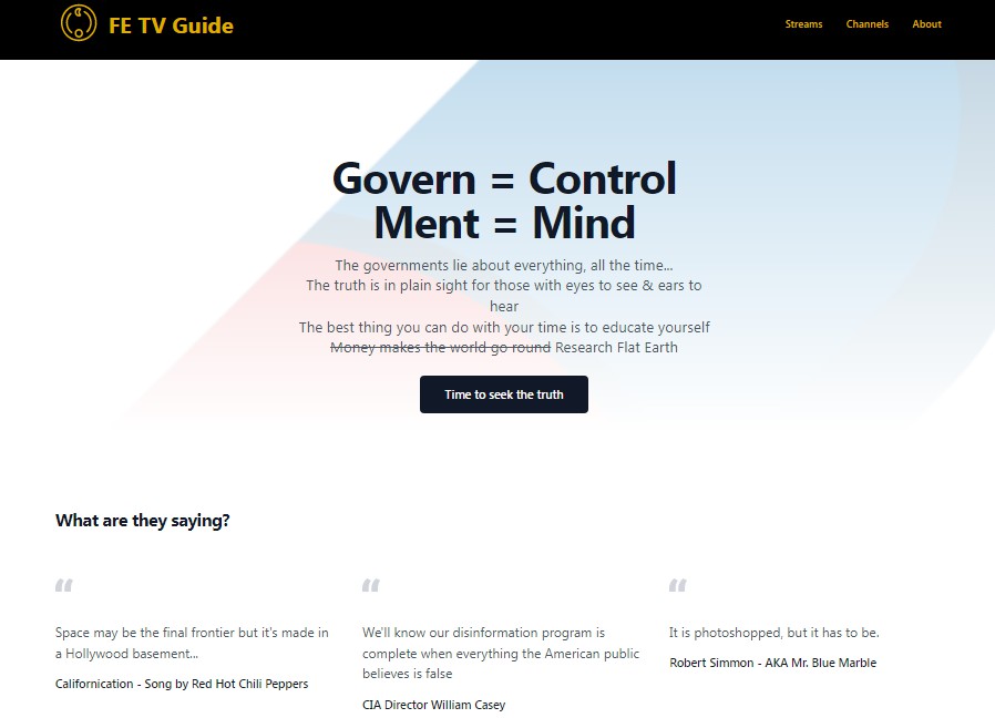 Flat Earth TV Guide Site using Vue.js