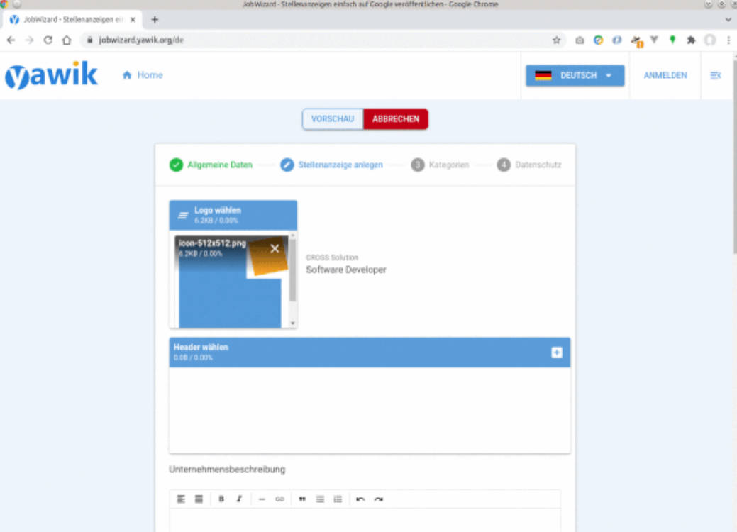A Vue Wizard Input tool for jobs