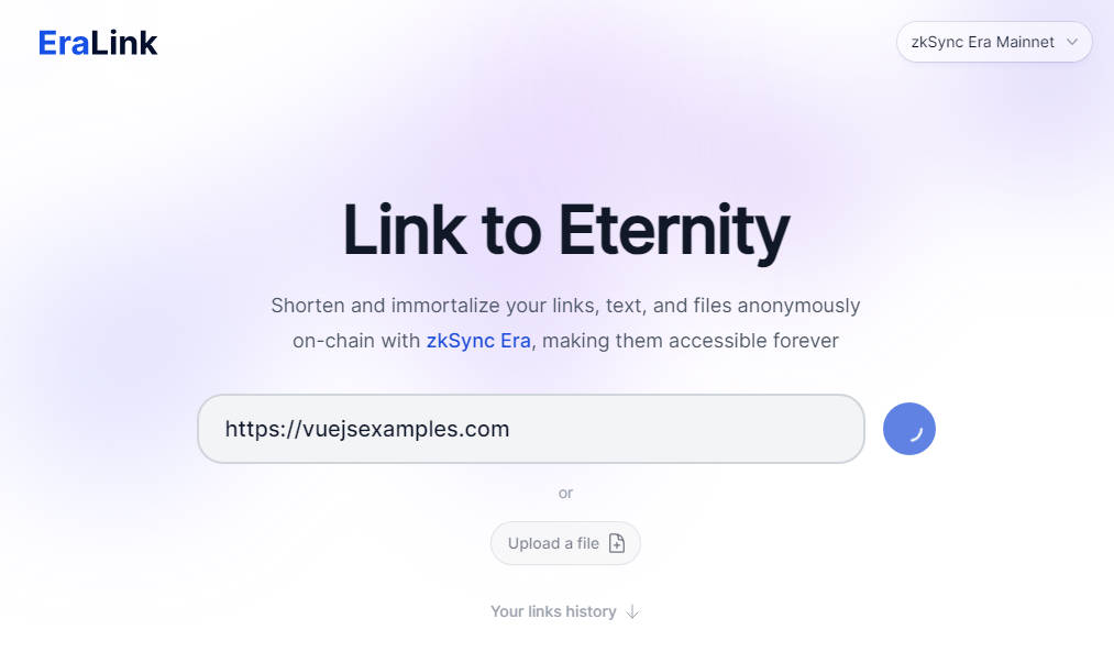 Shorten and immortalize your links, text, and files onchain with