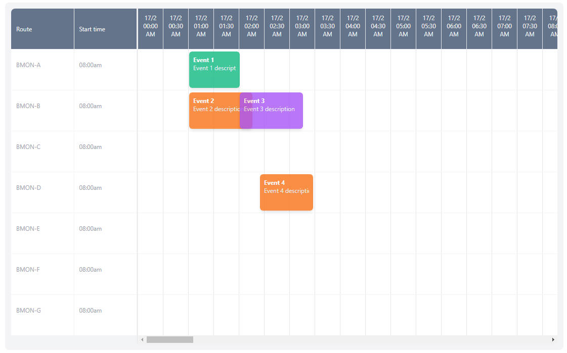 Vue.js component for building interactive and customizable schedules